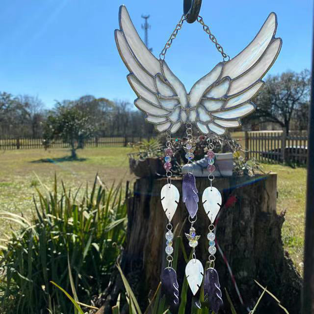 Crystal Angel Wing Chime Suncatcher Yard Gift